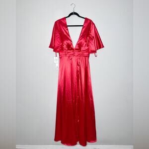 Hebeos Satin Red Formal Gown Size 12